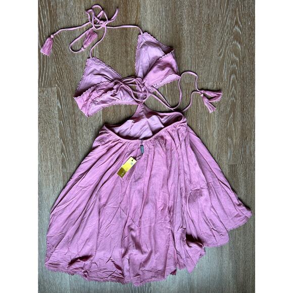 NWT Alexia Admor Ali Fit And Flare Cut Out Lace Trim Dress Pink Size 6 - Picture 4 of 8